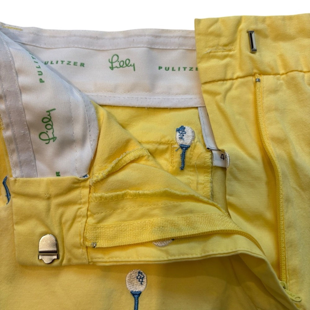 Vintage 90s’s Lilly Pulitzer Golf Tee Embroidered Yellow Shorts, Sz 4 - Picture 11 of 11